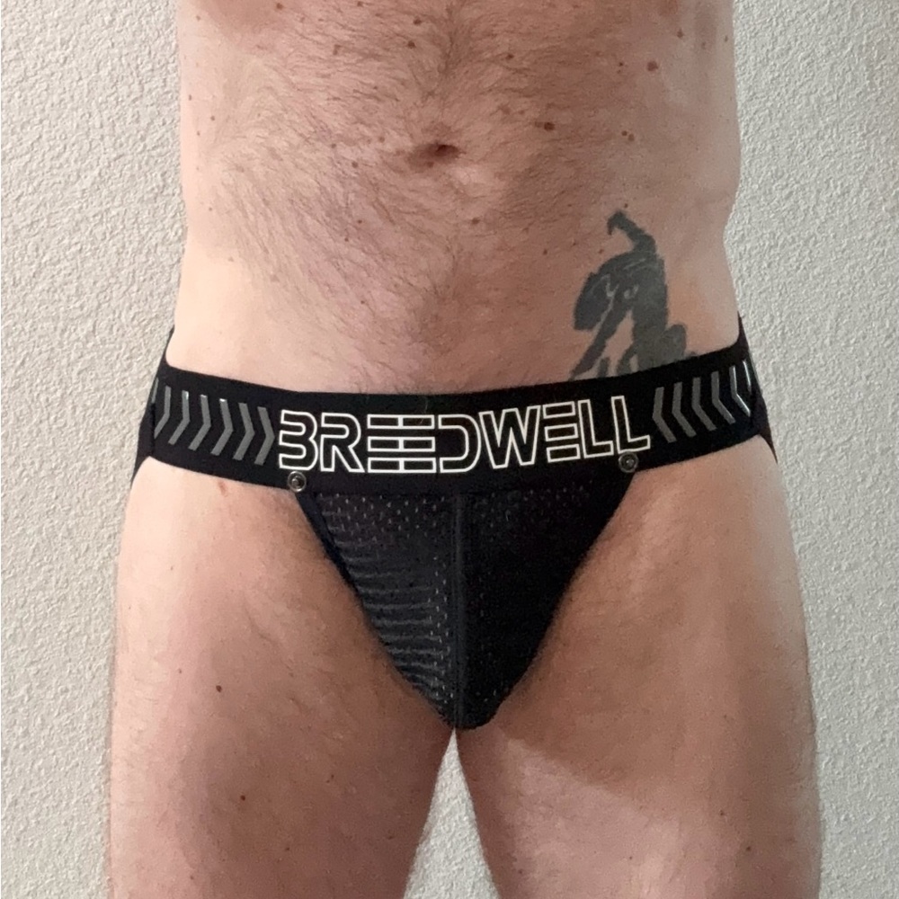 Breedwell Black Men's Mesh Jockstrap, Black, L